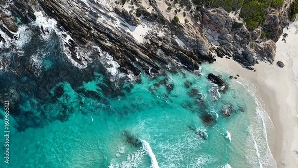 Obraz Aerial drone view of West Beach in Hopetoun, Western Australia