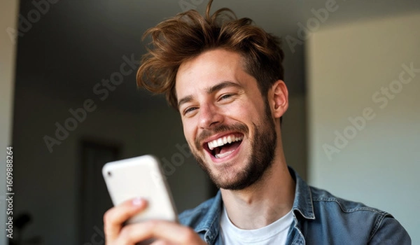 Obraz Happy Man Receiving Great News