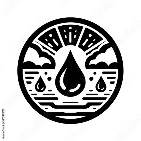 Obraz Abstract Water Cycle Symbol with Sun and Rain.