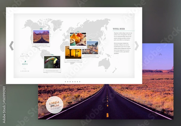 Fototapeta Layout für interaktive Reisepräsentation