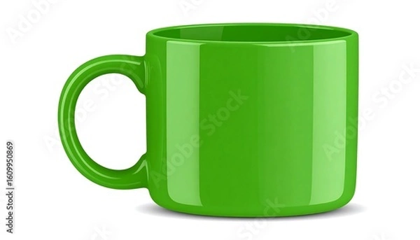 Obraz Green mug on white background