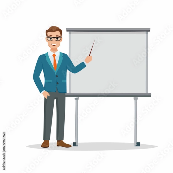 Obraz Businessman Giving Presentation at Projector Screen