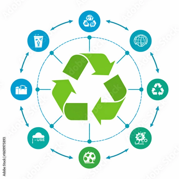 Fototapeta A graphic illustrating the concept of recycling and environmental sustainability with circular elements.