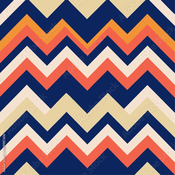 Obraz Retro Chevron Zigzag Pattern Backgrounds in Vintage Colors - EPS File