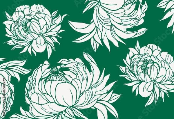 Obraz seamless floral pattern paeonias drawing