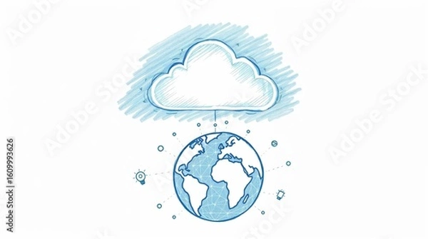 Fototapeta Cloud Computing Around the World 