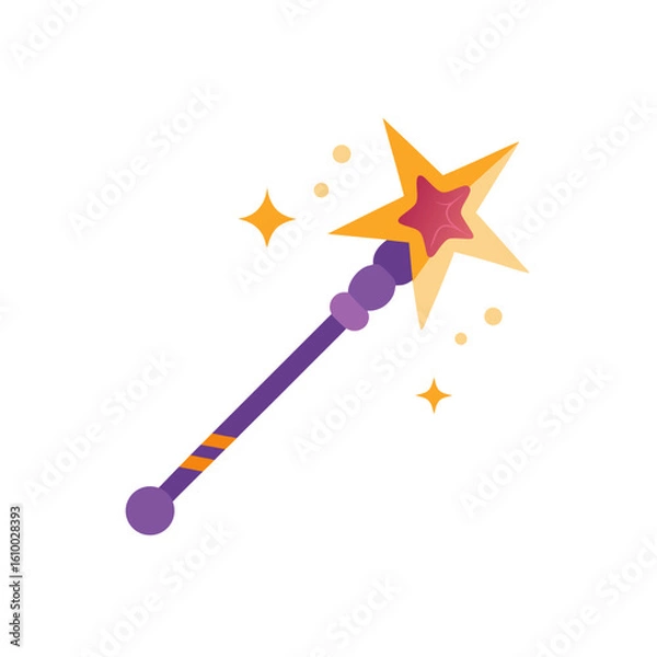 Fototapeta vector illustration of a magic wand with stars