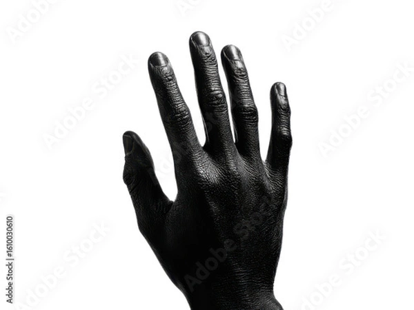 Fototapeta Black hand reaching out against dark background fingers palm, Png Transparent, Isolated on White