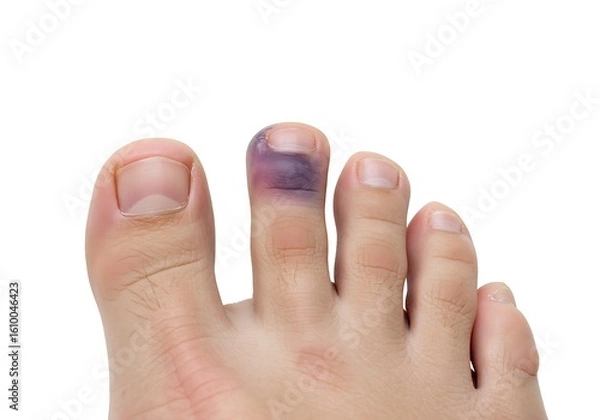 Fototapeta Swollen Toes With Bruising On White Background