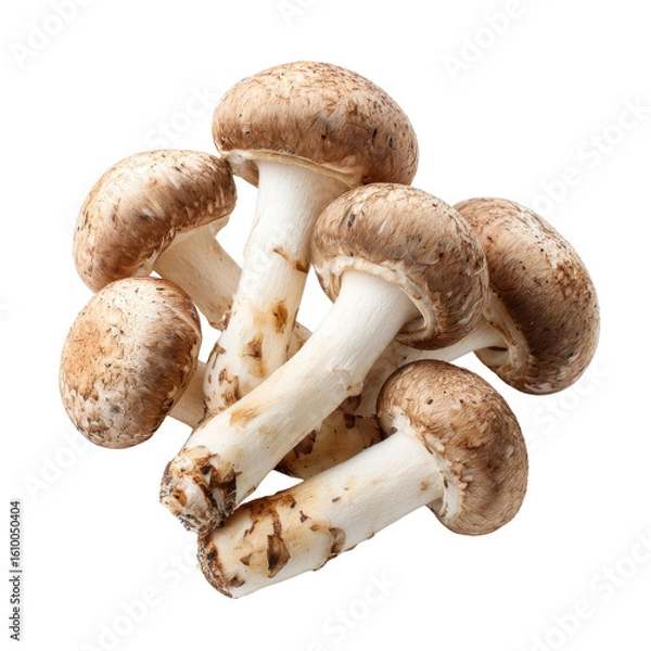 Obraz Brown mushrooms with white stems on black background caps, Isolated On White, Png Transparent, Cut Out
