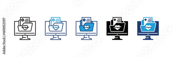 Obraz Electronic Health Record icon set multiple style collection