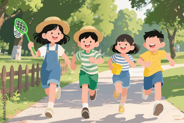 Obraz happy children playing with Forest experience