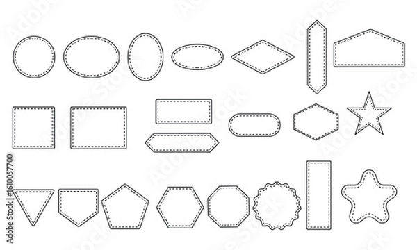 Obraz Leather Patches Frame or Label Template Clipart - Outlines design Vector Template Illustration