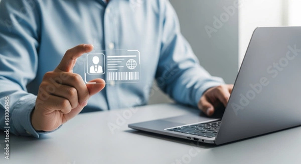 Fototapeta Identity verification digital id card online security access control system technology concept user data