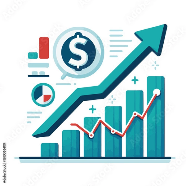 Fototapeta Business Growth Icons – Flat Vector Finance and Success Symbols