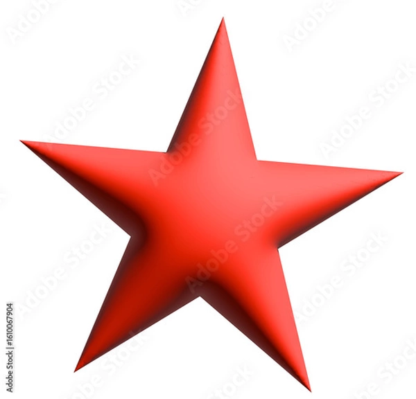 Fototapeta Bright red five pointed star isolated on black background