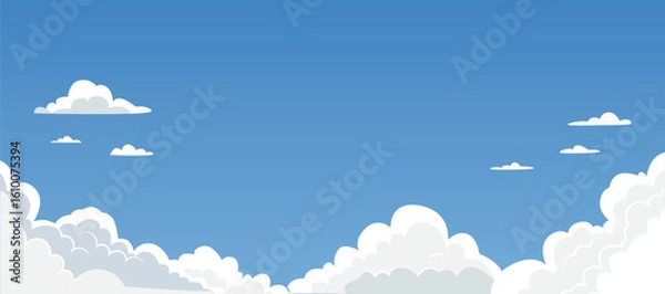 Fototapeta Cartoon vector of a beautiful clear sky with soft tones. Background for nature, peaceful concepts and uplifting design projects