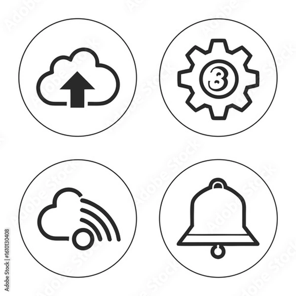 Fototapeta Cloud upload gear bell wifi icons cloud upload icon
