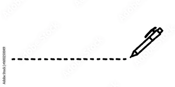 Obraz シャープペンシルで点線を引いている見出し用イラスト