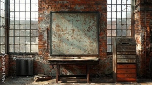 Fototapeta An abandoned artisan workshop with rustic tools