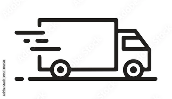 Fototapeta Fast delivery truck icon line style vector