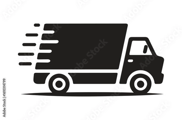 Fototapeta Fast moving shipping delivery truck icon. Fast delivery sign