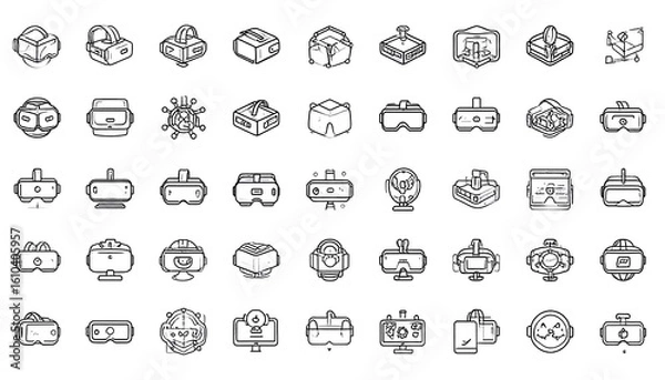 Fototapeta Collection of isometric VR headset and technology icons