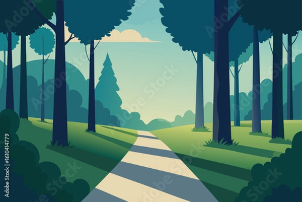 Obraz Serene forest path bathed in soft sunlight