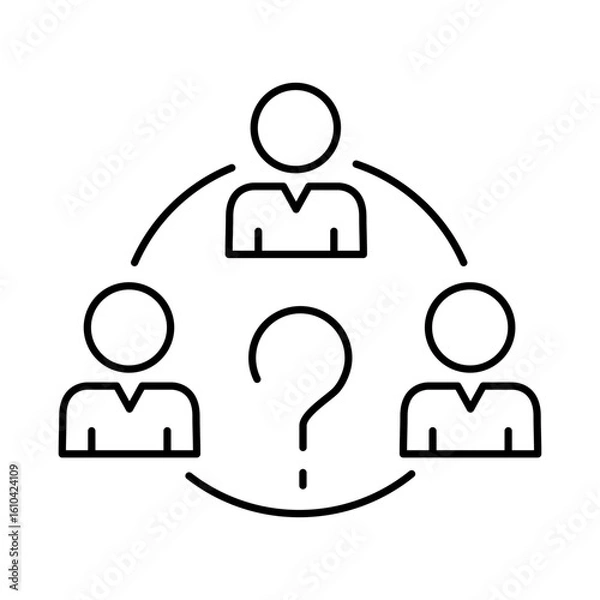 Fototapeta Group Question Line Icon. Question Mark, Thinking, Asking, Answer, Help Editable Stroke Vector Illustration
