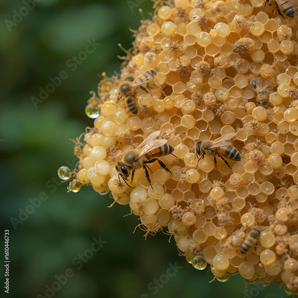 Obraz bees work on honeycomb