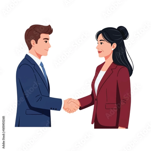 Fototapeta Business professionals shaking hands, signifying a successful agreement or partnership.