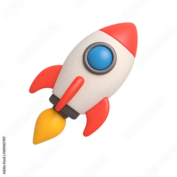 Fototapeta 3d cartoon rocket in space
