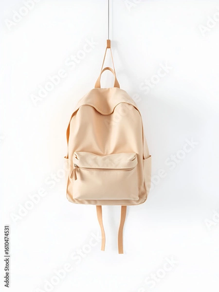 Obraz Minimalist pristine backpack hanging against nothingness showcasing simplicity and practicality