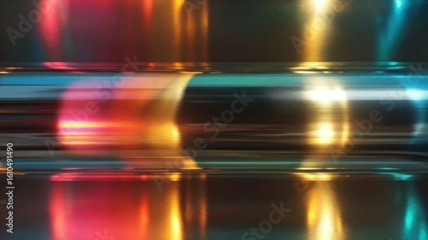 Fototapeta Abstract metallic tubes with vibrant reflections