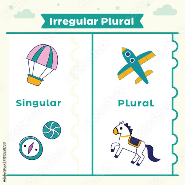 Fototapeta Learning English Irregular Plural Nouns Through Pictures
