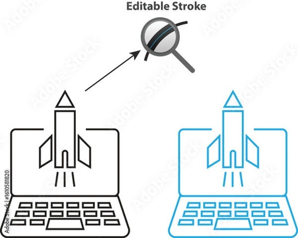 Obraz Rocket launching from laptop symbolizing starting new business