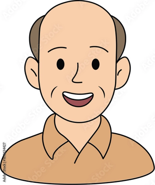 Obraz Middle-aged Man Face Flat Vector Illustration