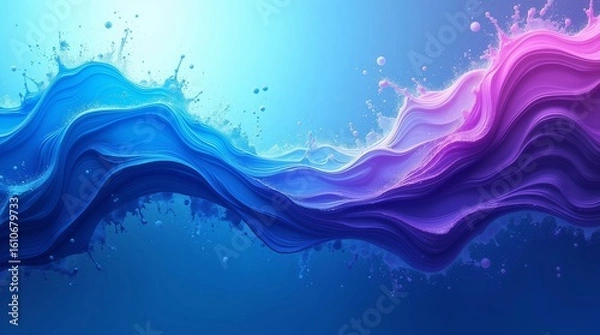 Fototapeta Cool Cyan and Violet Abstract Paint Flow