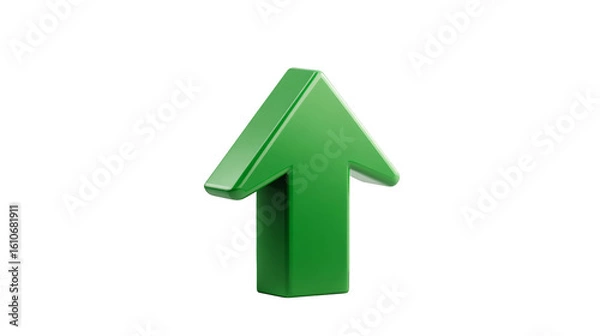 Fototapeta Dynamic green arrow pointing upwards, symbolizing growth and progress