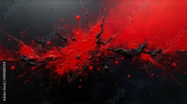 Fototapeta Blood Red Paint Splash with Dark Glow