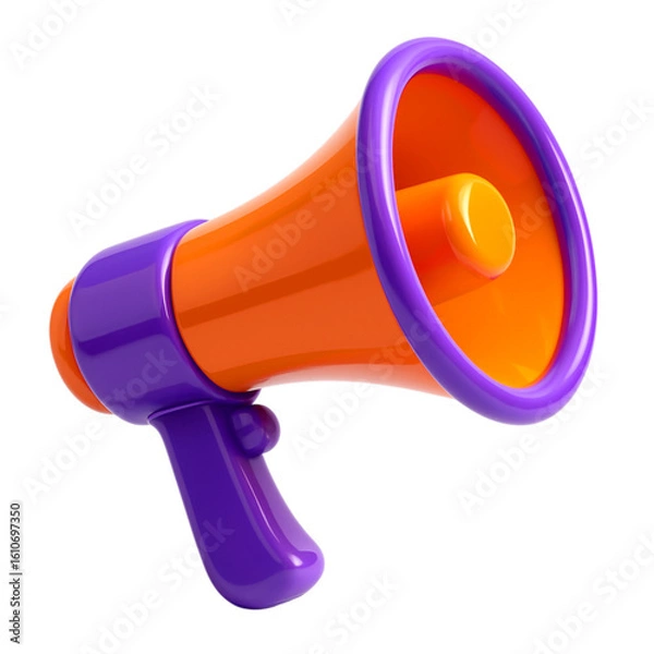 Fototapeta Blue megaphone loudspeaker used for announcements and communication isolated on white background