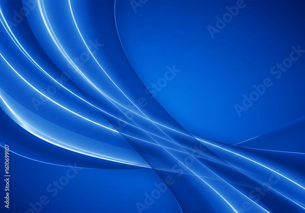 Obraz Sleek blue background with smooth, glowing curves, suitable for modern technological presentations.

