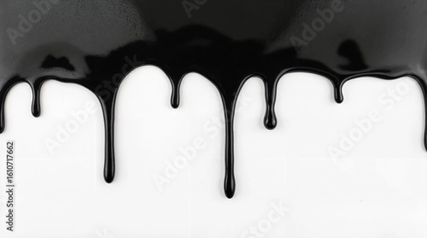 Obraz Black Liquid Dripping Down White Wall