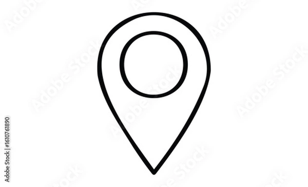 Fototapeta Minimalist black and white map location pin icon. Vector retro hand drawn illustration