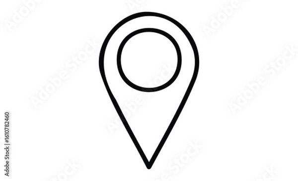Fototapeta Minimalist black location pin icon for maps and navigation. Vector retro hand drawn illustration