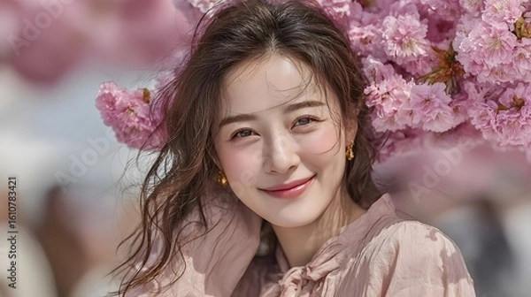 Obraz 清楚できれいな女性のお顔と背景