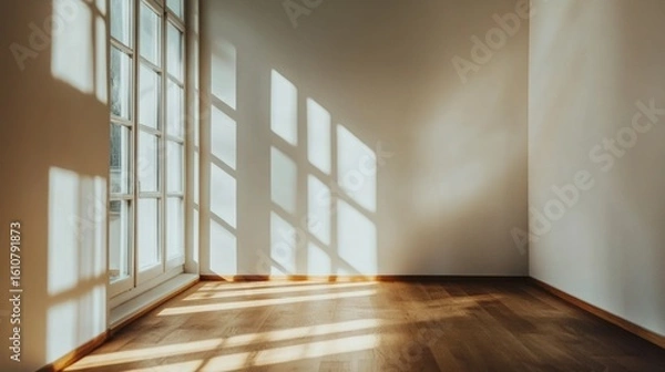 Fototapeta Sunlight creating patterns on empty interior space