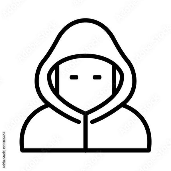 Fototapeta Hooded Hacker Incognito User Icon Anonymous Cyber Criminal Digital Security Threat Data Breach Online Privacy Dark Web Spy Phishing Attack
