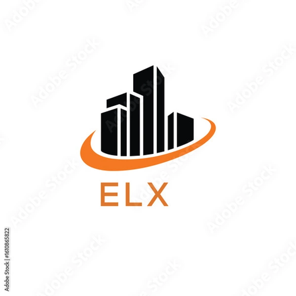 Fototapeta Modern Real Estate Building Logo with ELX Letters – Urban Construction & Architecture Branding. ELX Letter Logo.
