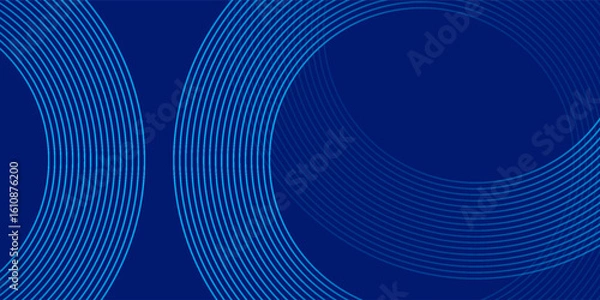 Fototapeta Abstract blue glowing geometric lines on dark blue background. Modern shiny blue circle lines pattern. Futuristic technology concept. Suit for cover, poster, banner, brochure, header, website